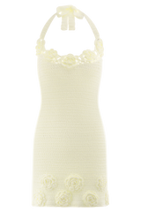 Liyah Floral Hand Crochet Mini Dress - Ivory