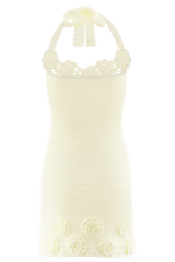 Liyah Floral Hand Crochet Mini Dress - Ivory