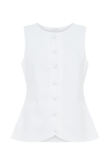Laurence Sleeveless Linen Longline Top - White