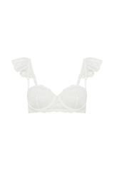 Blaise Lace Frill Underwire Bra - White
