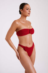 Noreen Rose Crochet Bikini Top - Red