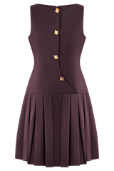 Mackenzie Sleeveless Pleated Mini Dress - Mahogany