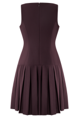Mackenzie Sleeveless Pleated Mini Dress - Mahogany