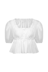 Magdalena Puff Crop Top - White