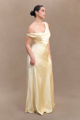 Jacinta One Shoulder Maxi Dress - Pastel Lemon