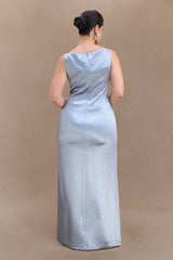 Violet Sleeveless Satin Maxi Dress - Frosted Blue