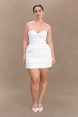 Suzette Taffeta Bow Mini Dress - White