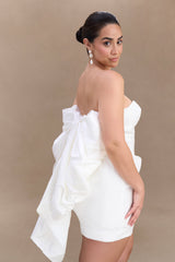 Suzette Taffeta Bow Mini Dress - White