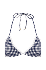 Persephone Gingham Triangle Bikini Top - Navy