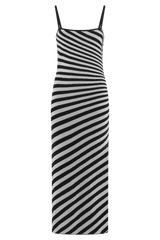 Raven Striped Knit Midi Dress - Black/White