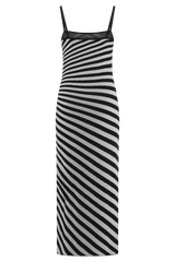 Raven Striped Knit Midi Dress - Black/White