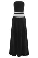 Solaris Strapless Contrast Knit Maxi Dress - Black/White