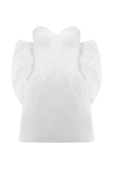 Suzette Taffeta Bow Mini Dress - White
