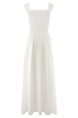 Tahlia Pointelle Knit Midi Dress - White