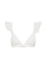 Anniston Lace Frill Triangle Bralette - White