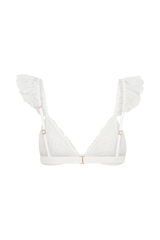 Anniston Lace Frill Triangle Bralette - White